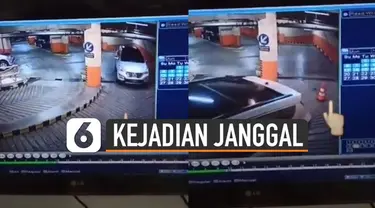 Terekam kamera cctv kejadian janggal terjadi di dalam parkiran mobil.