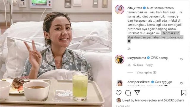 Cita Citata dirawat di rumah sakit karena Infeksi Lambung