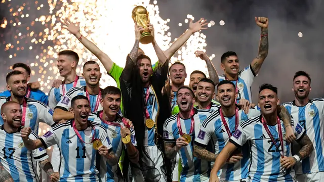 Selebrasi Pemain Argentina Usai Juara Piala Dunia 2022