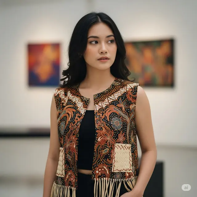 Vest Lurik Kombinasi Tenun untuk Sentuhan Etnik Modern
