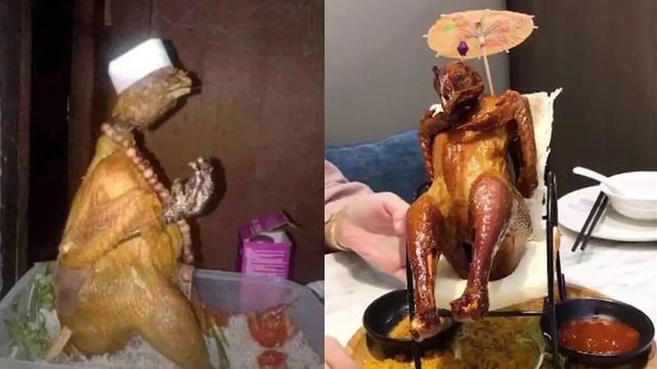 7 Potret Nyeleneh Penyajian Ayam Goreng Ini Bentuknya Kocak