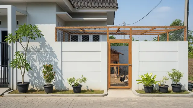 Desain Kandang Ayam Tersembunyi di Balik Pagar Panel Beton