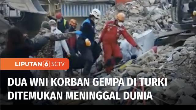 Selama 12 hari pasca gempa Turki dan Suriah, dua warga negara Indonesia yang sebelumnya dinyatakan hilang kontak, berhasil ditemukan. Keduanya ditemukan meninggal dunia oleh tim SAR di reruntuhan apartemen Galeria, di Kota Diyarbakir, Turki.
