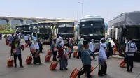 Jemaah Haji Indonesia saat baru tiba di Madinah. Darmawan/MCH