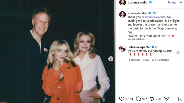 Unggahan Susan Sarandon, bintang tamu dalam penampilan Sabrna Carpenter di Coachella 2026. (Instagram/ susansarandon)