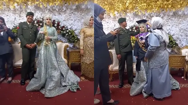 Seorang pengantin wanita wisuda sambil menikah