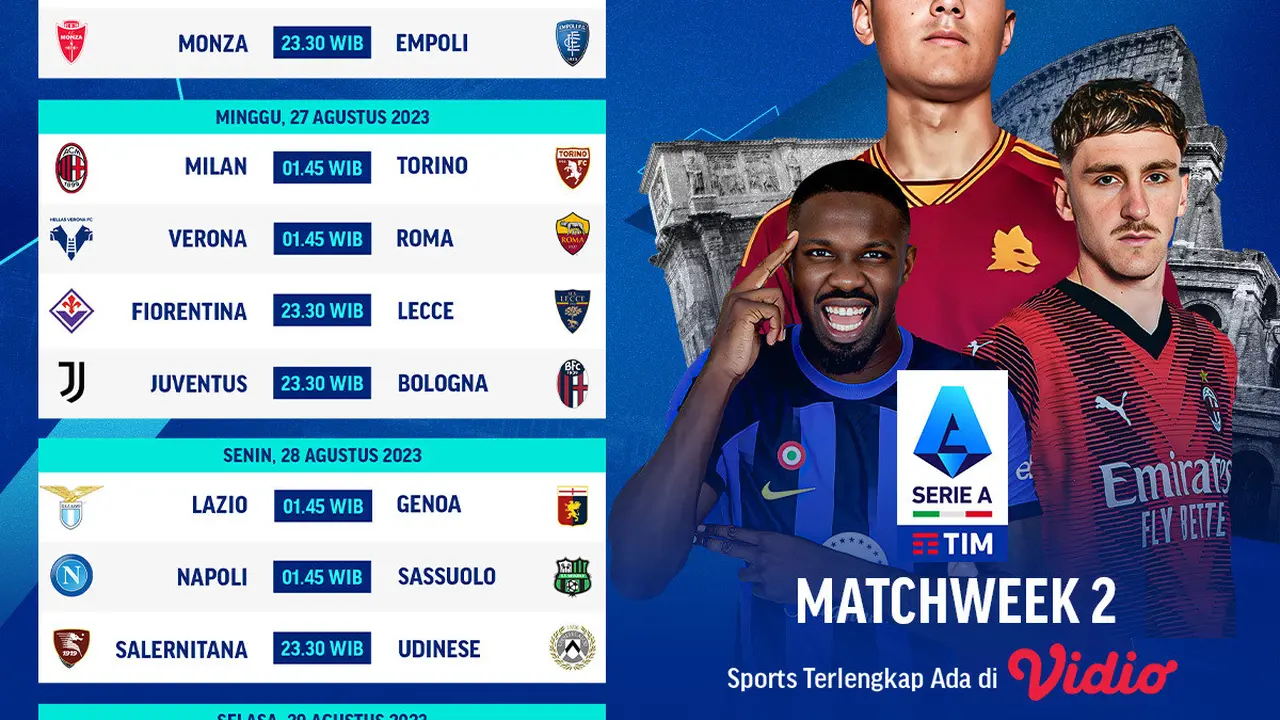 Siaran Langsung Liga Italia Serie A Pekan Kedua 2023/2024