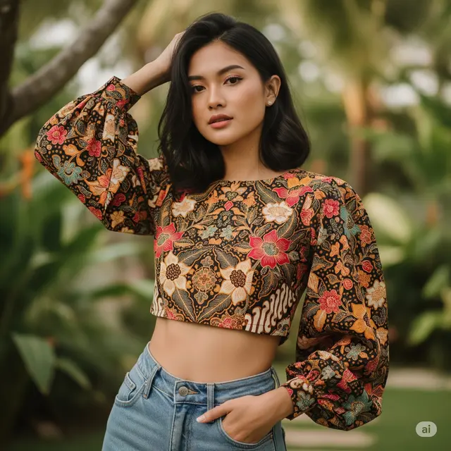 Model Baju Batik Wanita Lengan Panjang. Foto: Gemini