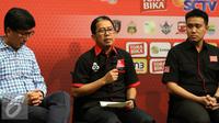 Direktur Utama PT Gelora Trisula Semesta, Joko Driyono memberikan keterangan kepada wartawan saat press conference Torabika Soccer Championship di Main Hall SCTV, Jakarta, Rabu (21/12). (Liputan6.com/Gempur M. Surya)