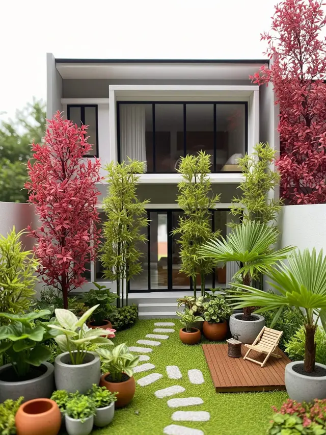 Desain Rumah Kecil Tipe 36 dengan Taman Belakang Minimalis
