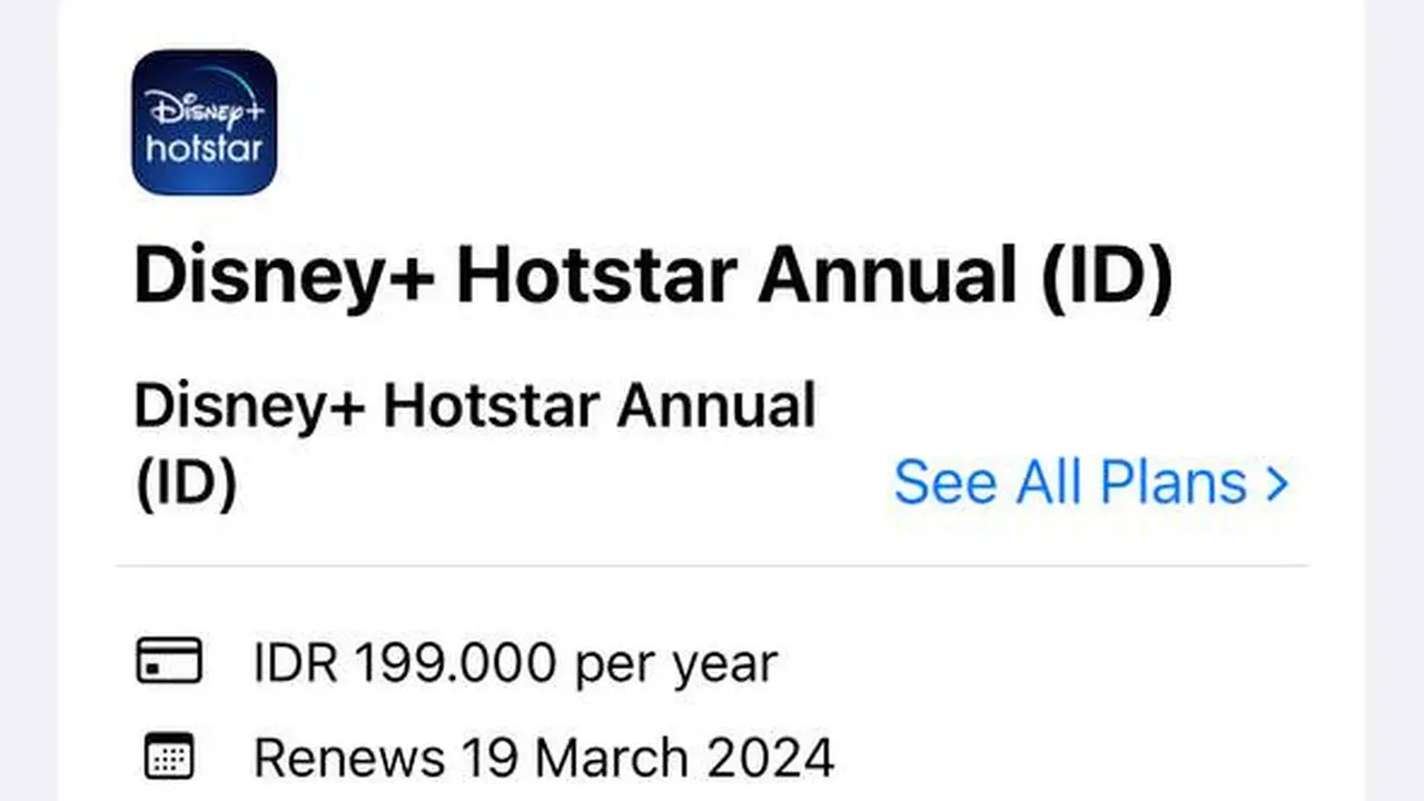Menghentikan langganan Disney Plus Hotstar di iPhone