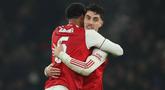 Kai Havertz menjadi pencetak gol penentu kemenangan dalam laga leg 2 semifinal Carabao Cup 2025/2026 antara Arsenal melawan Chelsea di Emirates Stadium, London, Inggris, Selasa (03/02/2026) malam waktu setempat. (AFP/Adrian Dennis)