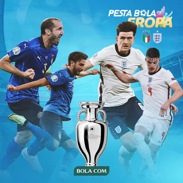 Piala Eropa - Euro 2020 Italia Vs Inggris - Giorgio Chiellini, Manuel Locatelli, Harry Maguire, Declan Rice