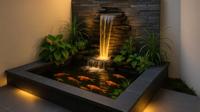 Gambar Kolam Ikan di Sudut Rumah Minimalis