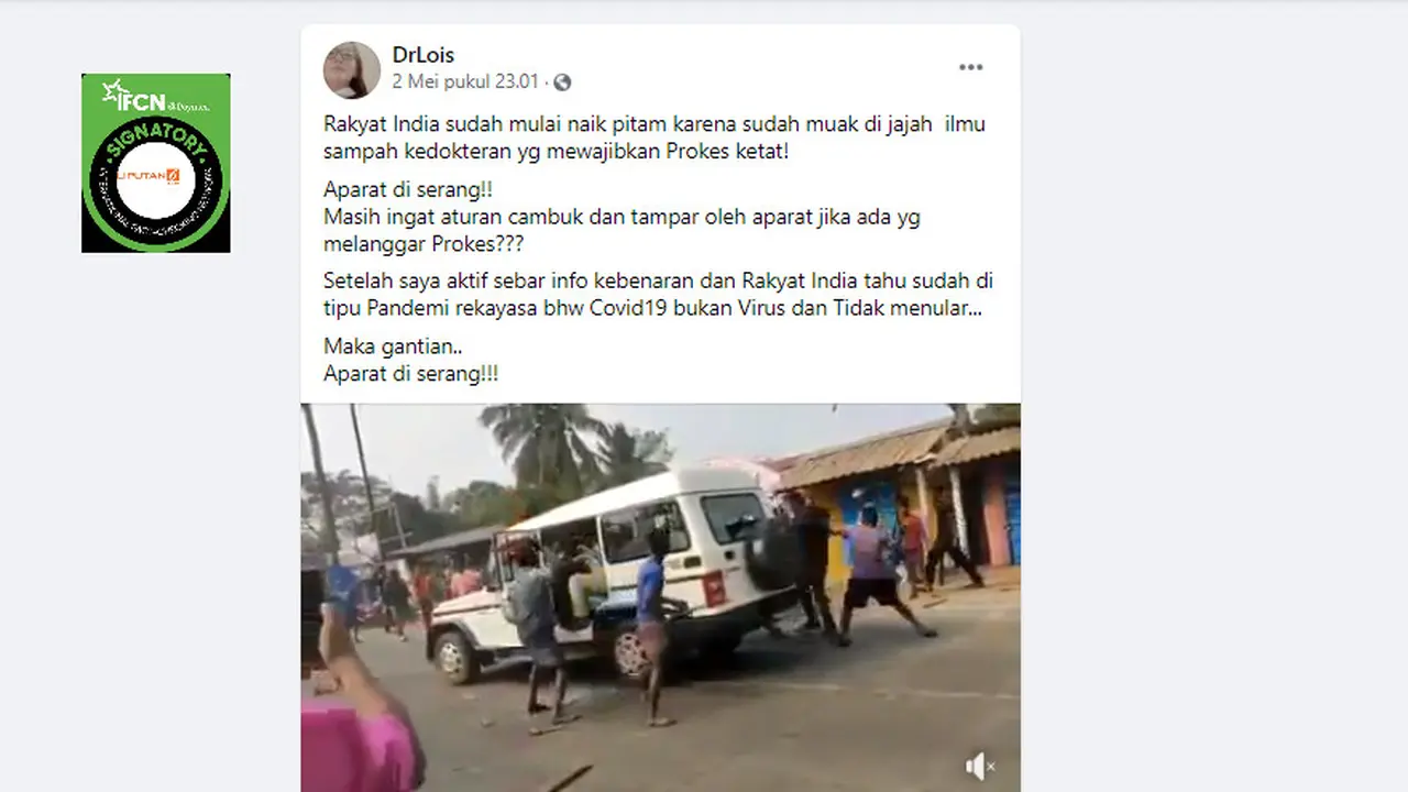Cek Fakta Liputan6.com menelusuri klaim video Rakyat India marah karena sudah muak dengan prokes Covid-19