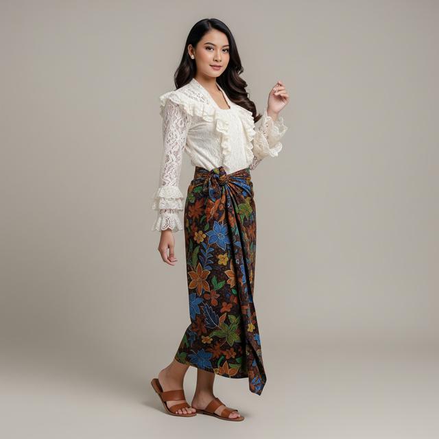 9 Model Atasan Brokat Modern Bawahan Rok Batik Lilit Elegan, Gaya ...