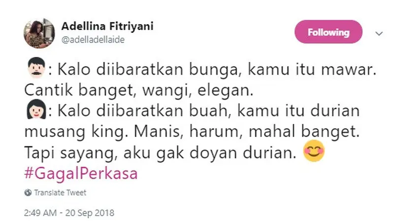 gombalan gagal netizen (foto: twitter/@adeladelaide)