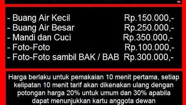 6 Tulisan Nyeleneh di Tarif Toilet Umum Ini Bikin Dahi Pengunjung Berkerut
