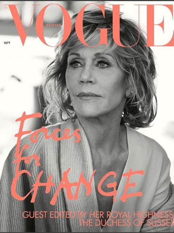 Jane Fonda menjadi sampul majalah British Vogue September 2019.  (dok.Instagram @britishvogue/https://www.instagram.com/p/B0-_-7SlrD0/Henry)