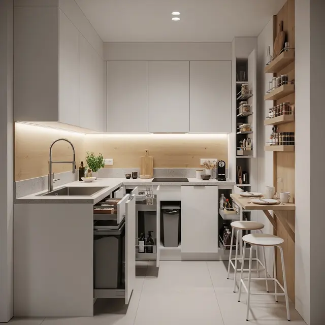 Ide Dapur Minimalis 3x2 dengan Banyak Tempat Penyimpanan (AI Generated)