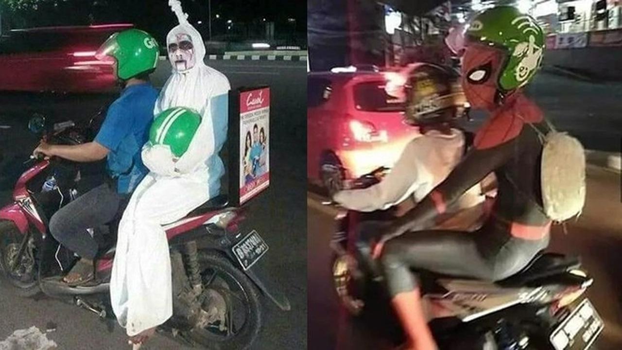 8 Kostum Penumpang Ojek Online Ini Unik Banget, Jadi Pusat Perhatian