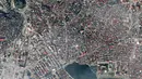 Citra satelit yang disediakan oleh Planet Labs PBC ini menunjukkan kerusakan besar setelah gempa bumi di Kahramanmaras, Turki, Selasa (7/2/2023). Petugas penyelamat berlomba dengan waktu untuk menemukan lebih banyak korban selamat dan membantu yang terluka saat kematian korban melewati 7.200 dari gempa dahsyat yang melanda Turki dan Suriah pada hari sebelumnya. (Planet Labs PBC via AP)