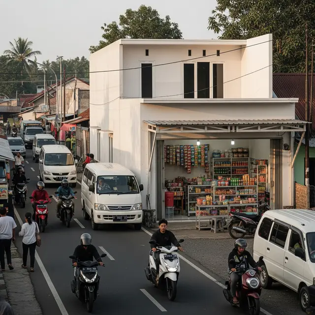 9 Model Rumah Desa Pinggir Jalan dengan Toko Kecil, Usaha Produktif di Pedesaan