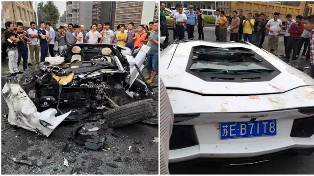 Ditabrak Truk Tanah, Lamborghini Aventador Langsung Rontok