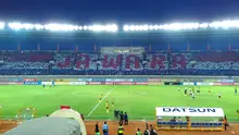 Kreativitas Viking Persib Club di Stadion Si Jalak Harupat, Kabupaten Bandung. (Muhammad Faqih/Bola.com)