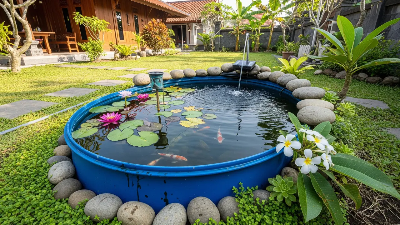 Model Kolam Ikan dari Drum Bekas/Ilustrasi AI