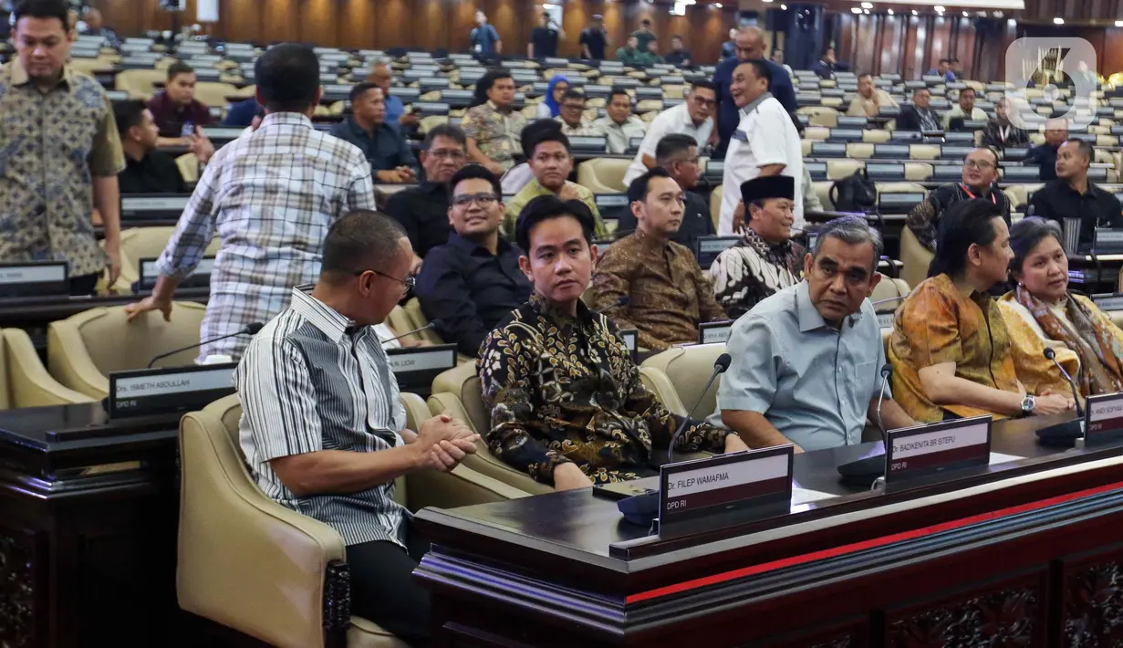 Prosesi gladi bersih pelantikan Presiden dan Wakil Presiden terpilih 2024-2029 digelar di Ruang Rapat Paripurna I, Gedung Majelis Permusyawaratan Rakyat (MPR) pada Sabtu (19/10/2024). (Liputan6.com/Herman Zakharia)