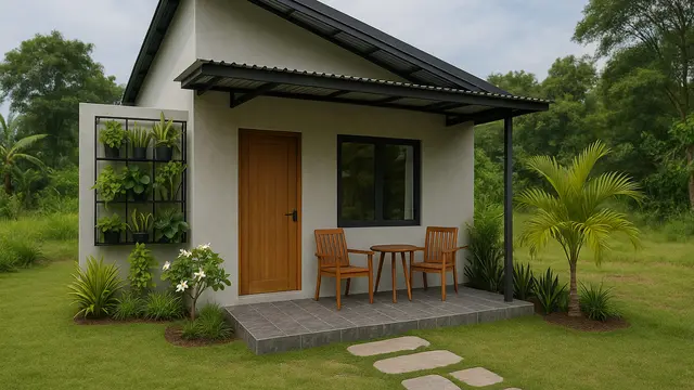 8 Gambar Rumah Minimalis di Desa dengan Teras dan Taman Mini yang Sejuk, Cantik dan Bikin Betah