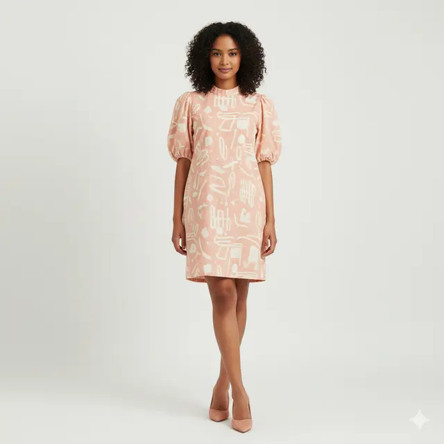 Model Dress Batik Lengan Pendek Motif Minimalis Warna Pastel. Gemini