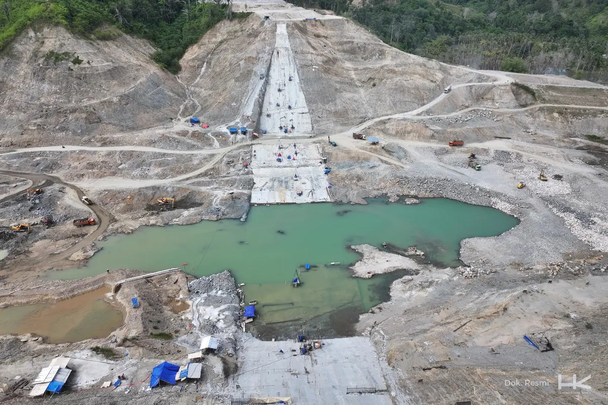 Proyek Bendungan Bulango Ulu Paket I garapan PT Hutama Karya (Persero) yang berlokasi di Kabupaten Bone Bolango. (Dok HK)