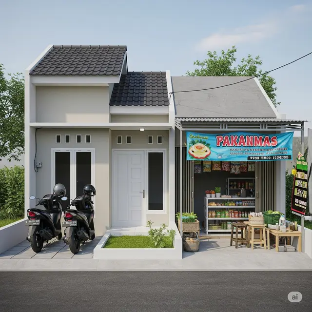 Rumah Minimalis Sederhana Ada Tokonya. Foto: Gemini