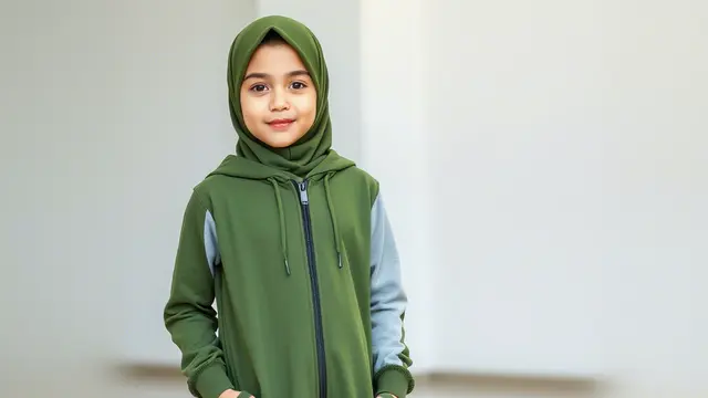 Gamis 2 Warna dengan Hoodie