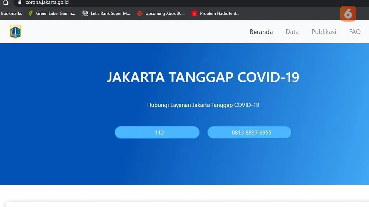 situs pemantauan virus corona corona.jakarta.go.id