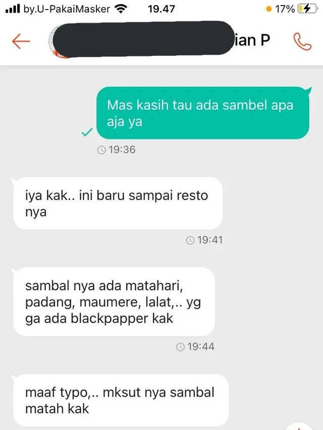 6 Chat Typo Driver Ojol Seputar Pesanan ke Pelanggan Ini Bikin Ketawa