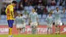 Ekspresi Lionel Messi setelah gawang Barcelona kembali kebobolan oleh pemain Celta Vigo dalam lanjutan La Liga Spanyol di Stadion Balaidos, Vigo, Spanyol, Kamis (24/9/2015) dini hari WIB. (Reuters/Miguel Vidal)