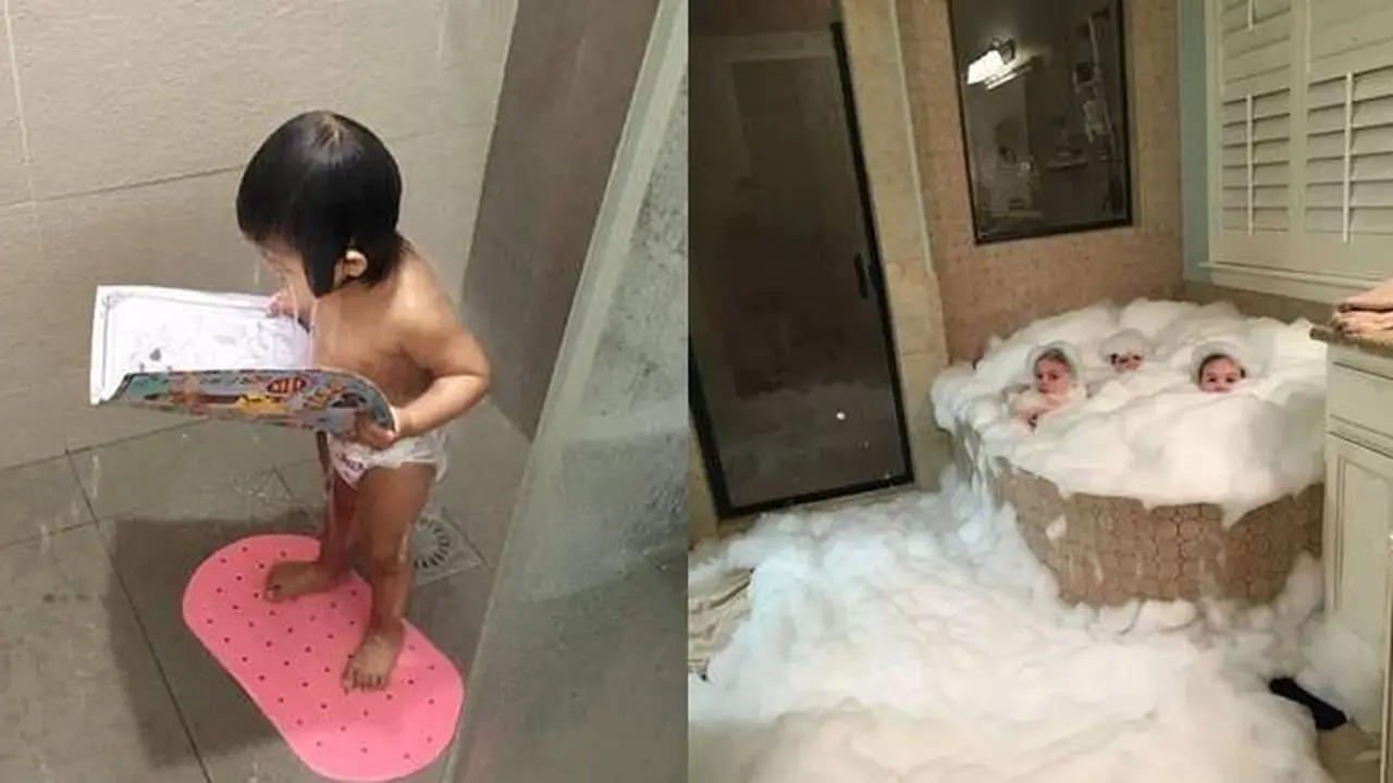 6 Kelakuan Nyeleneh Bocah Saat di Kamar Mandi Ini Bikin Tepuk Jidat