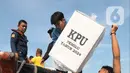 Logistik Pemilu tersebut untuk sementara akan dikumpulkan di gudang KPU yang ada di Pulau Pramuka. (merdeka.com/Imam Buhori)
