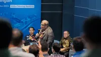 Dr Nanang Hariyanto selaku Ketua Laboratorium Sistem Tenaga Listrik STEI ITB memberikan sambutan pada Acara Seminar “Fenomena, Analisis, dan Mitigasi Kedip Tegangan” di Kampus ITB, Bandung pada Selasa (20/8).