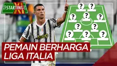 Berita motion grafis Starting XI pemain paling berharga Liga Italia, dominasi pemain Inter Milan dan Juventus.
