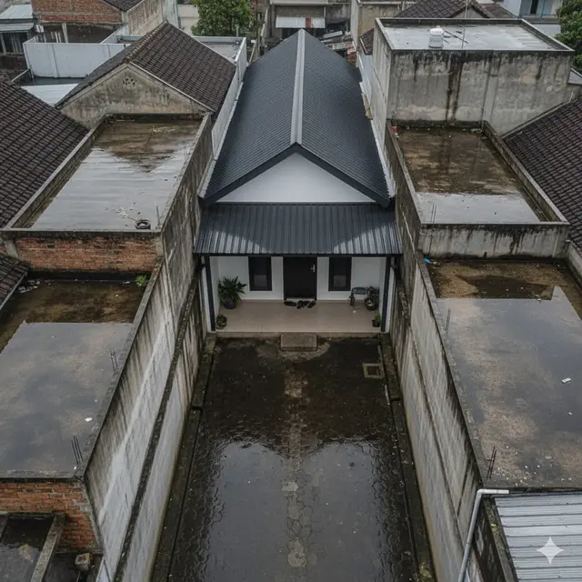 Model Rumah 1 Lantai Nyaman di Gang Kecil
