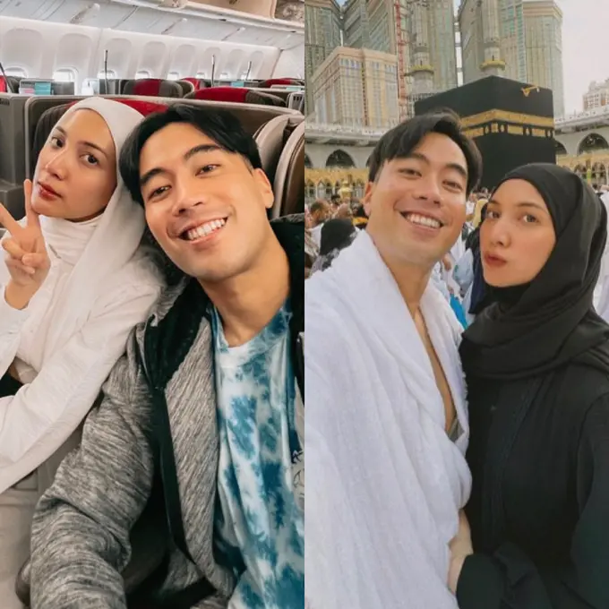 Gaya Sheila Dara Kenakan Kerudung saat Umrah Bersama Vidi Aldiano