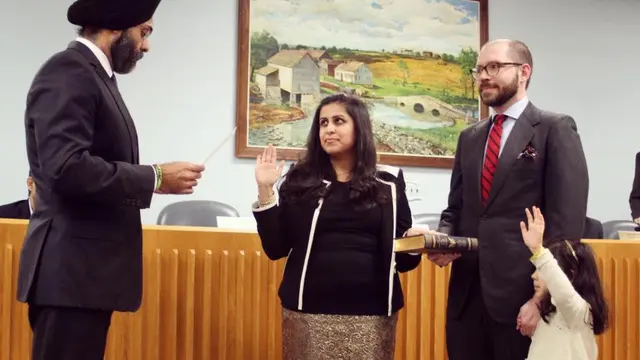 Sadaf Jaffer diambil sumpahnya sebagai Wali Kota Montgomery, New Jersey, Amerika Serikat. (Twitter)