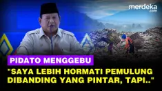 Dalam pidatonya Prabowo meminta kepada seluruh anak-anak Sekolah Rakyat, tidak malu jika memiliki orang tua seorang pemulung, petani.