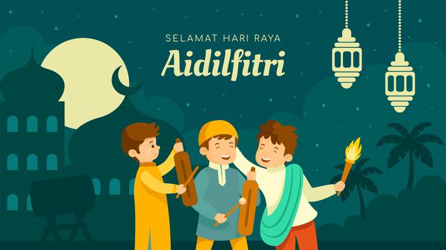 Ilustrasi malam takbiran, Lebaran, Hari Raya Idulfitri