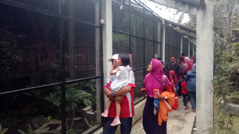 Pengunjung Taman Cikembulan Garut tengah menikmati suasana taman