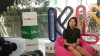Banyu Bening ketika mengunjungi kantor Kapanlagi Youniverse pada Selasa (18/9/2018) (Giovani Dio Prasasti/Liputan6.com)